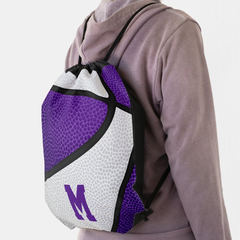 purple white team colors girls boys basketball drawstring bag ra61ea3a156e34e37b8658f21f5f68301 qwkt5 1000 - Basketball Gifts