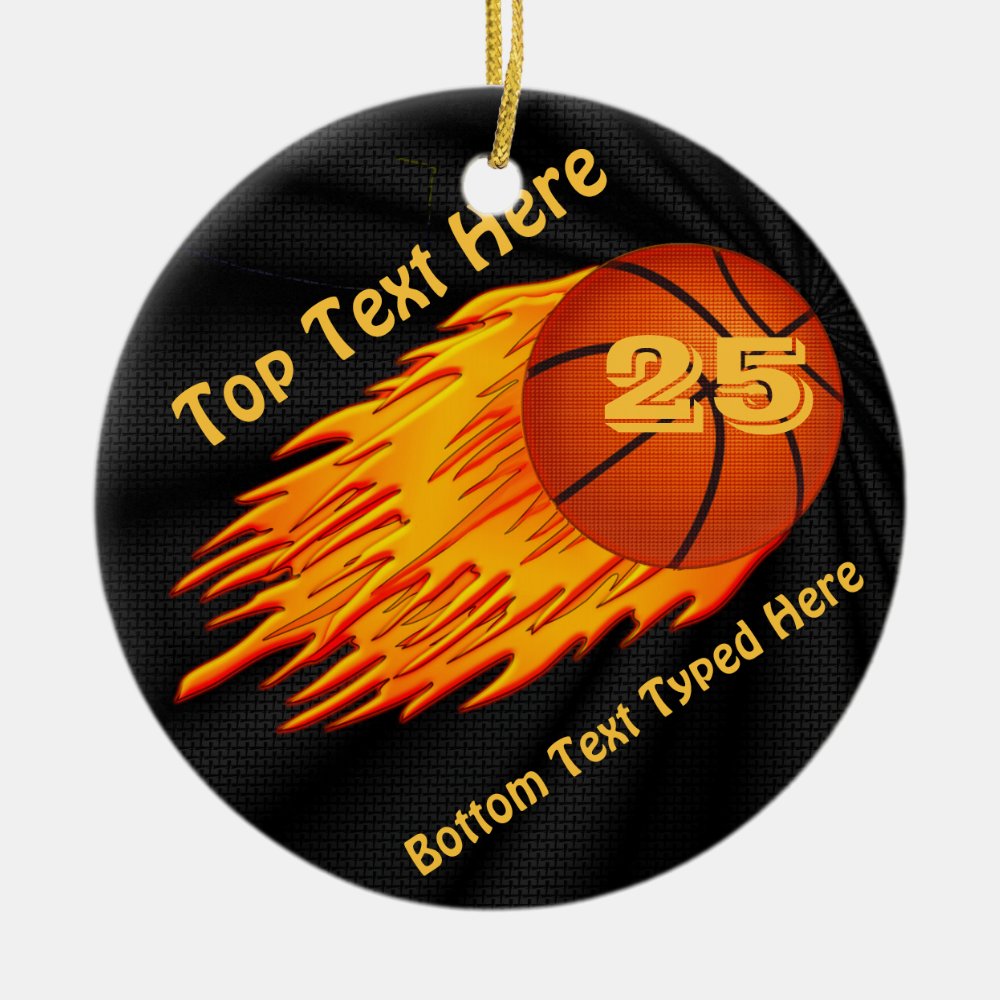 flaming basketball ornament your number and name - Basketball Gifts