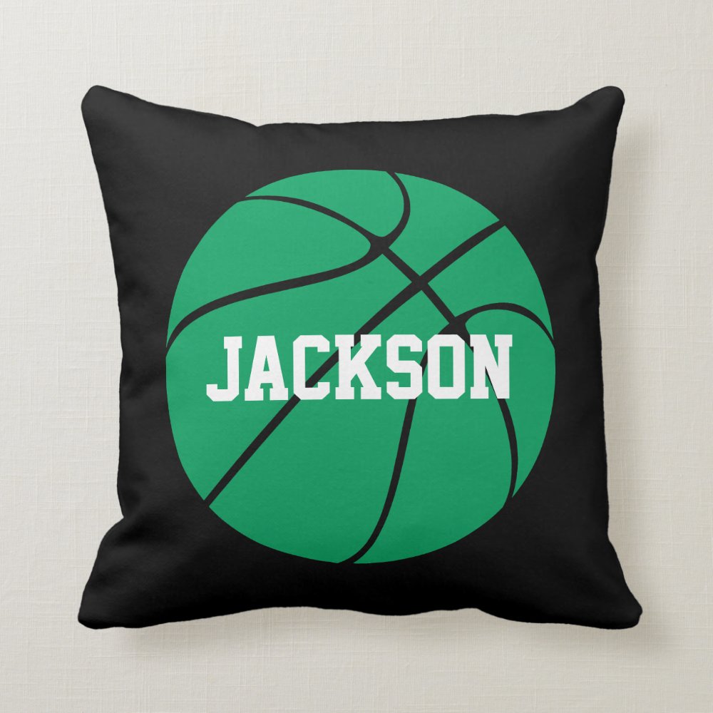 green basketball team custom text sports player throw pillow r6590c1b0612746df9f5ff1f6b26e1d80 6s309 8byvr 1000 - Basketball Gifts