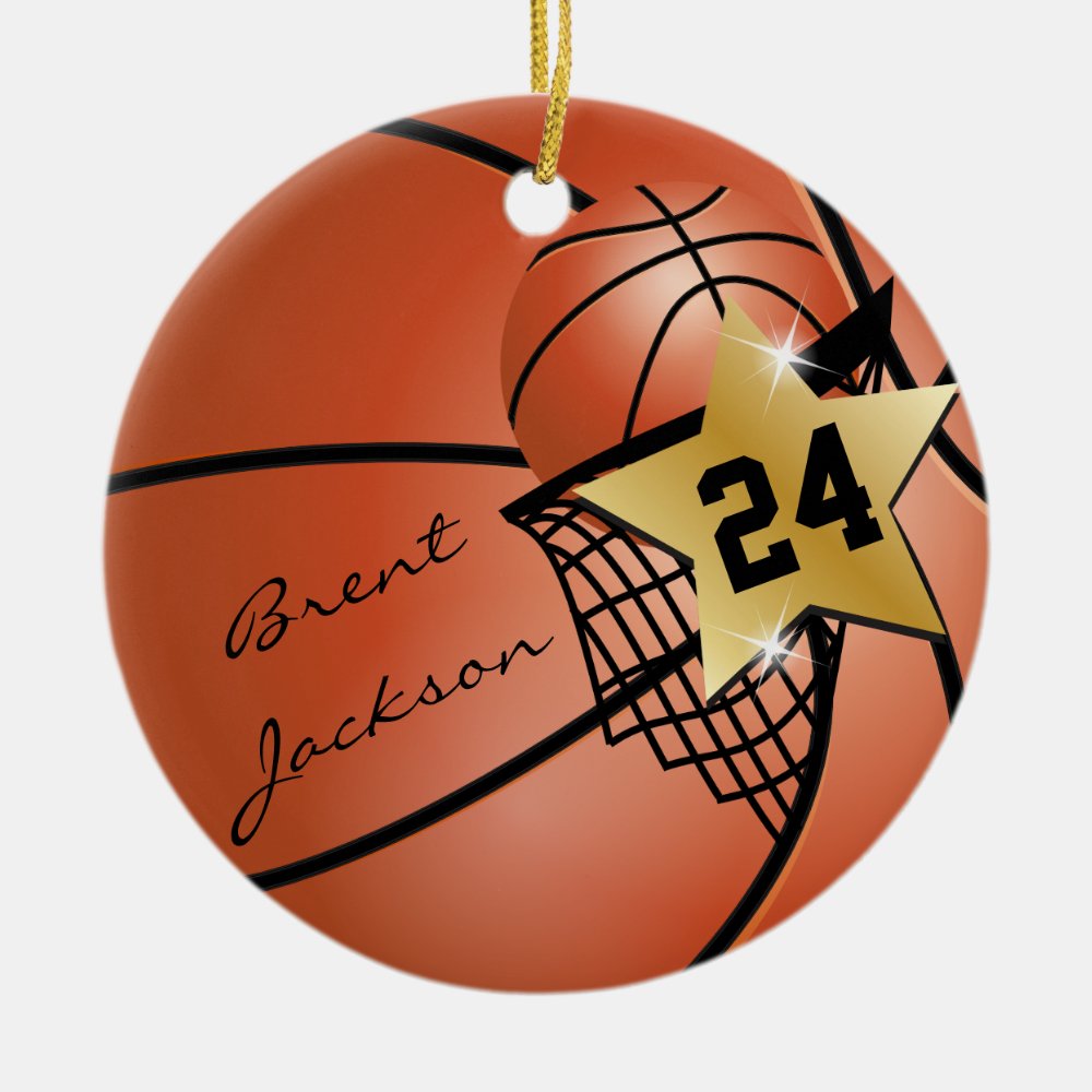 personalize super star player basketball ceramic ornament - Basketball Gifts