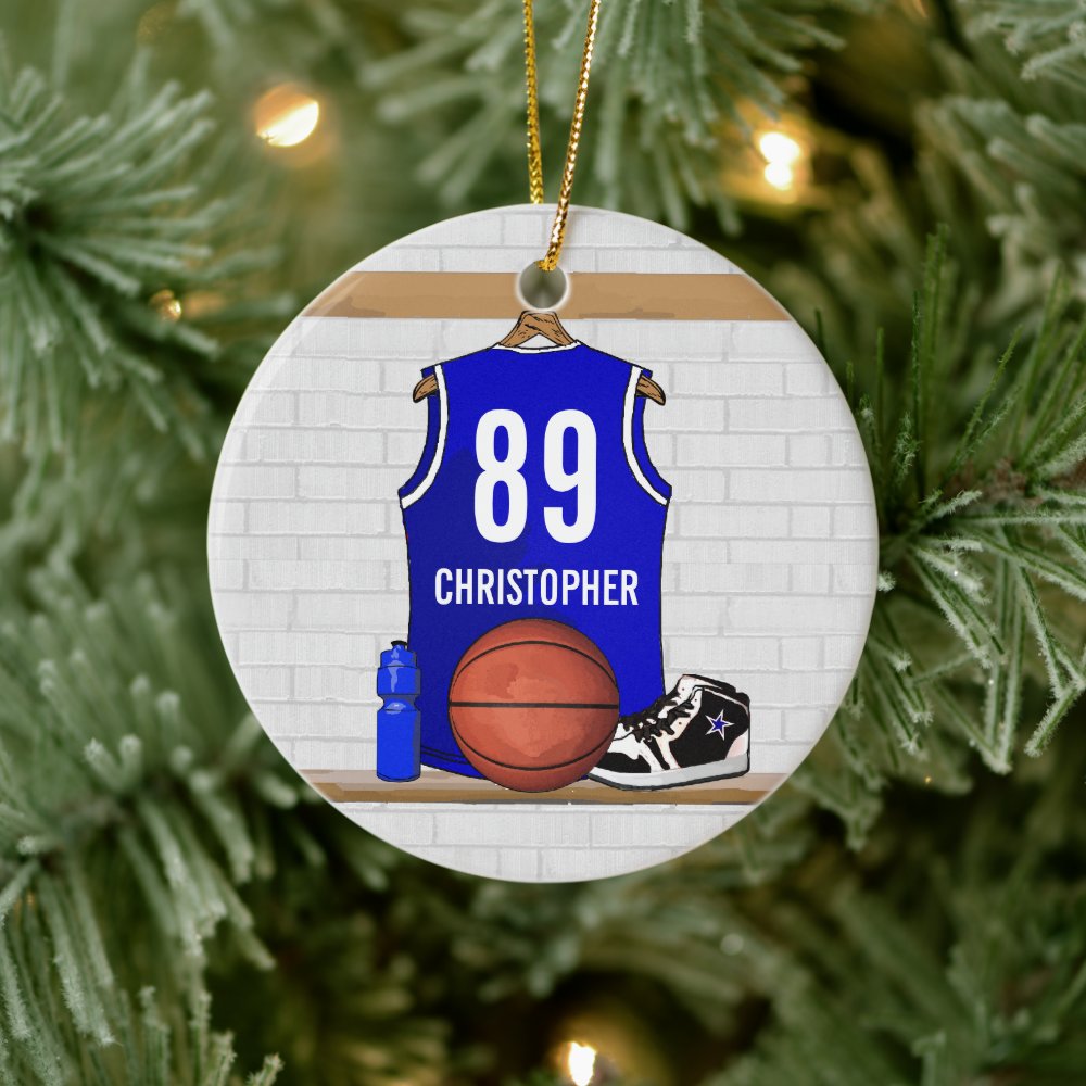 personalized blue and white basketball jersey ceramic ornament r1680cbd2550244dc9cfd56eea8e6ba3d 05wi1 8byvr 1000 - Basketball Gifts