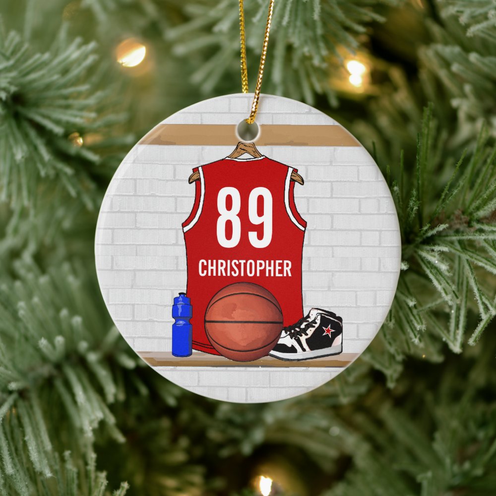 personalized red white basketball jersey ceramic ornament r768f4ed95b0a44e59004aa6abeda8db2 05wi1 8byvr 1000 - Basketball Gifts