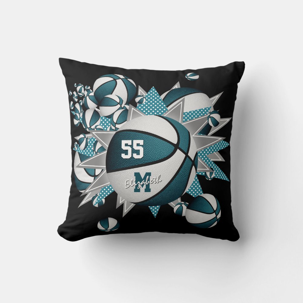 teal white girly sports decor basketball blowout throw pillow rb7cbb5b0180e407a8de90defed43146c 4gu5f 8byvr 1000 - Basketball Gifts