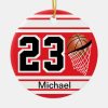 basketball jersey style diy text red ceramic ornament r09252630dca748a5ad67da0e59e01b97 x7s2y 8byvr 1000 - Basketball Gifts