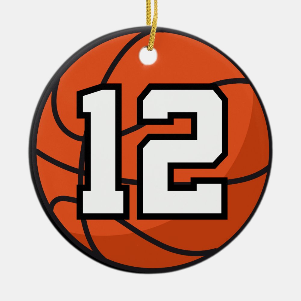 basketball player uniform number 12 gift idea ceramic ornament - Basketball Gifts