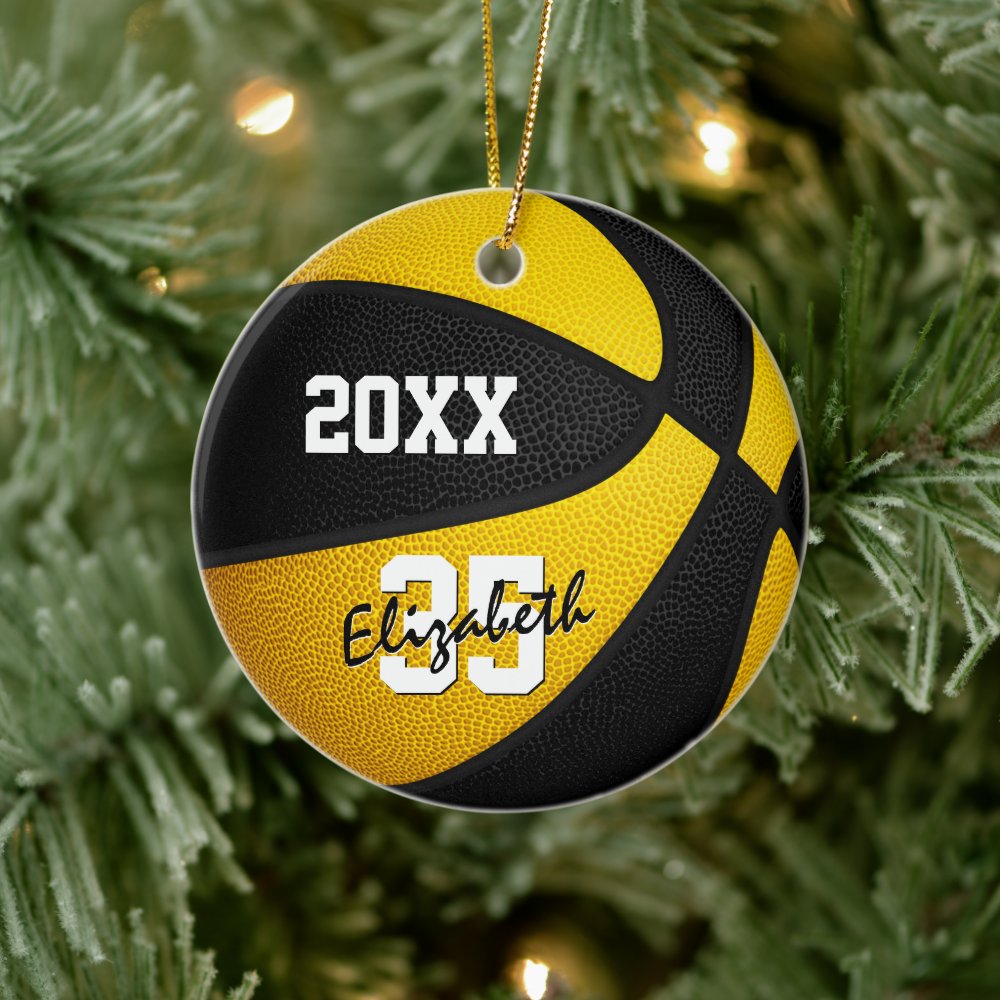 black gold girls boys team colors basketball ceramic ornament r1ac5f2fd78954fa0a0bed3f4c8f630e3 05wi1 8byvr 1000 - Basketball Gifts