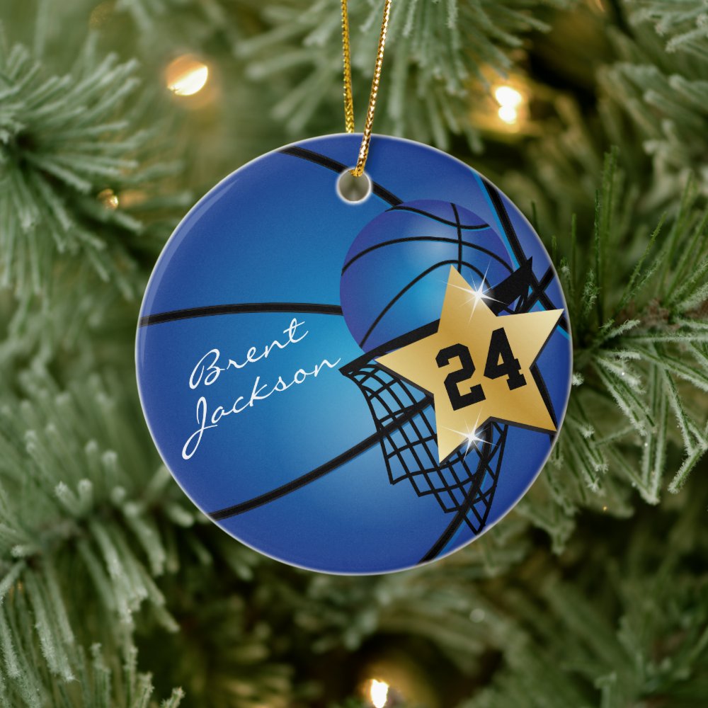 gold superstar basketball diy text dark blue ceramic ornament rae0bff6384ec432884ef68989f3a0935 05wi1 8byvr 1000 - Basketball Gifts