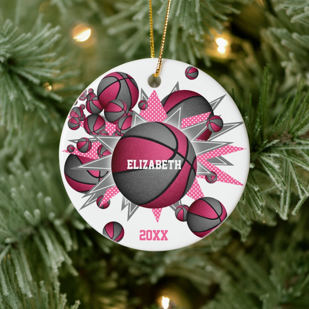 pink gray basketball blowout girls sports ceramic ornament rda88363e06614413b16e619c1f3f53b9 05wi1 8byvr 1000 - Basketball Gifts