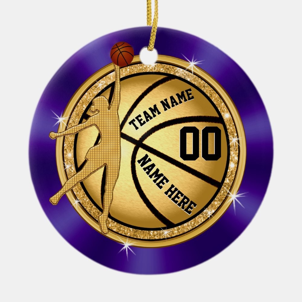 purple and gold basketball ornament for girls - Basketball Gifts