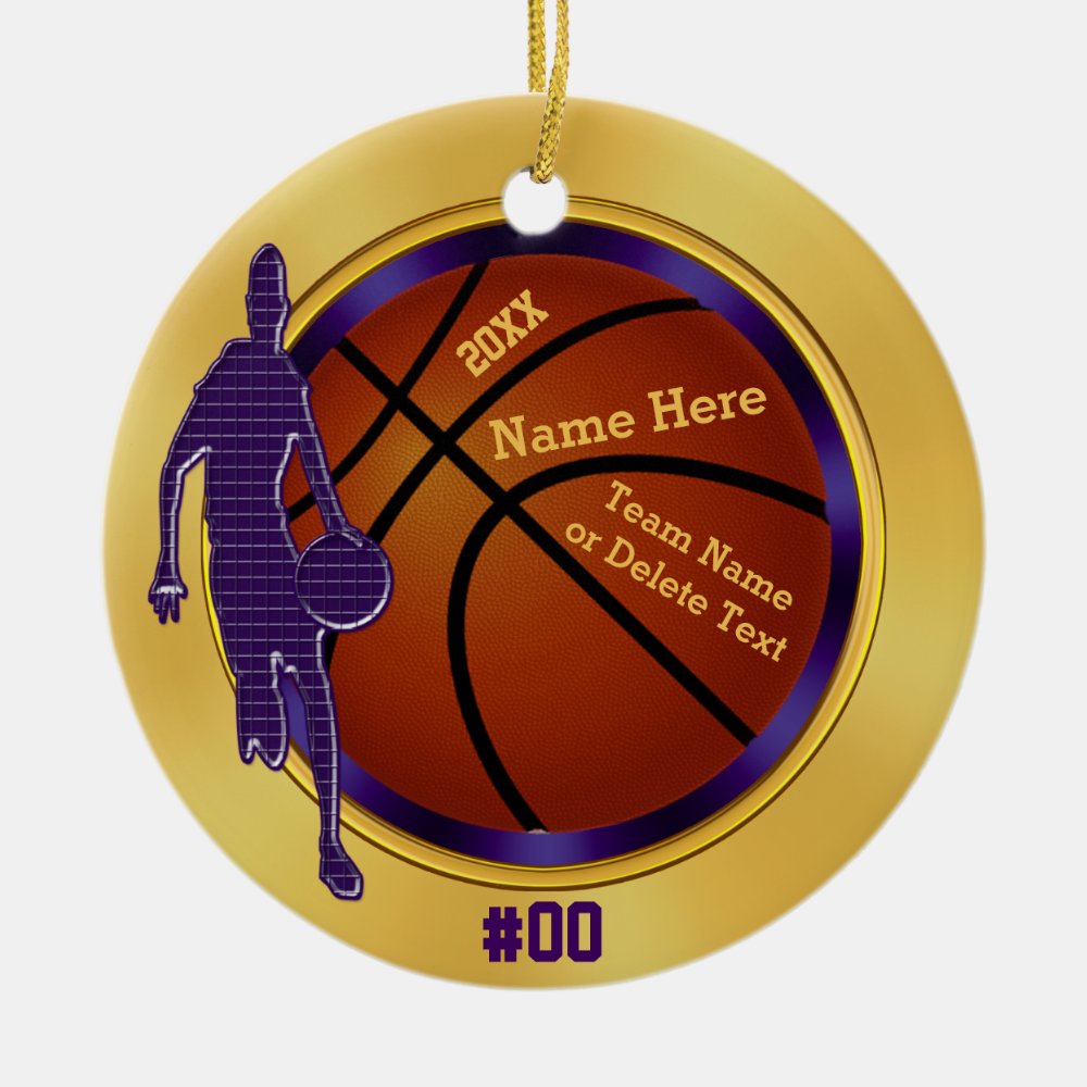 purple gold basketball ornaments for boys coach - Basketball Gifts